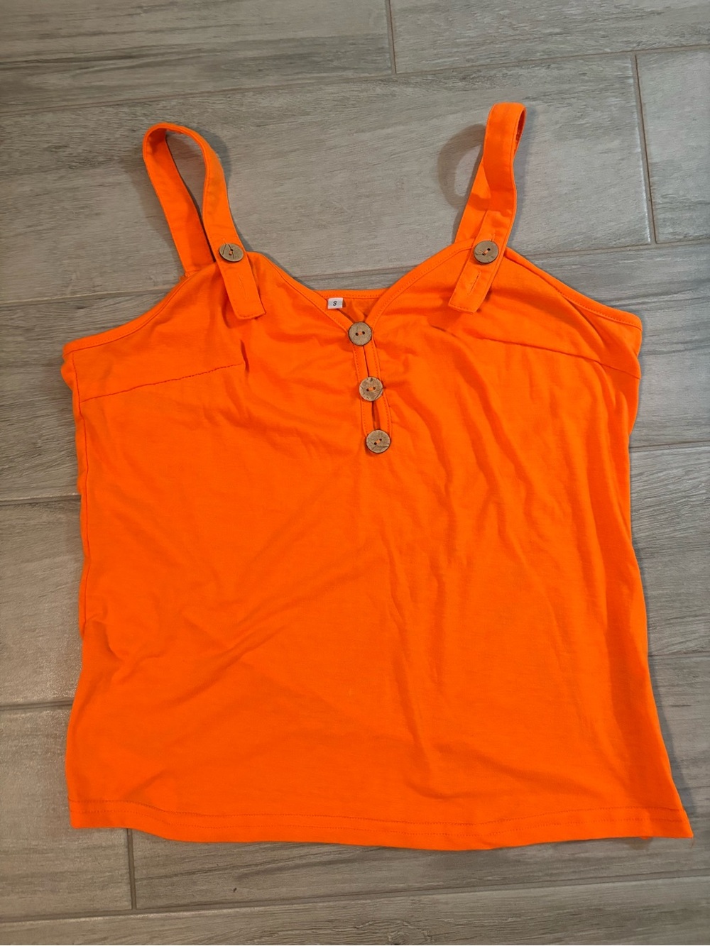 Sleeveless Orange Button-Front Tank Top